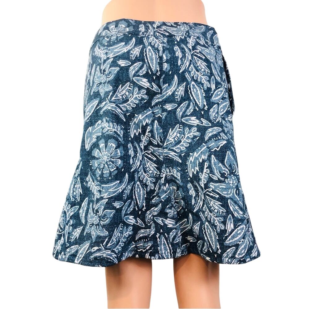 Rip Skirt Blue Rustica Denim Print Adjustable Wrap Waist Lightweight Comfort